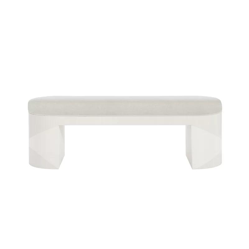 Elegant Cream Polyester 56" Transitional Upholstered Bench