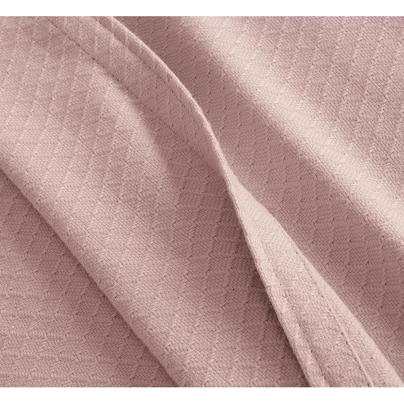 Deluxe King-Sized Blush Cotton Woven Bed Blanket