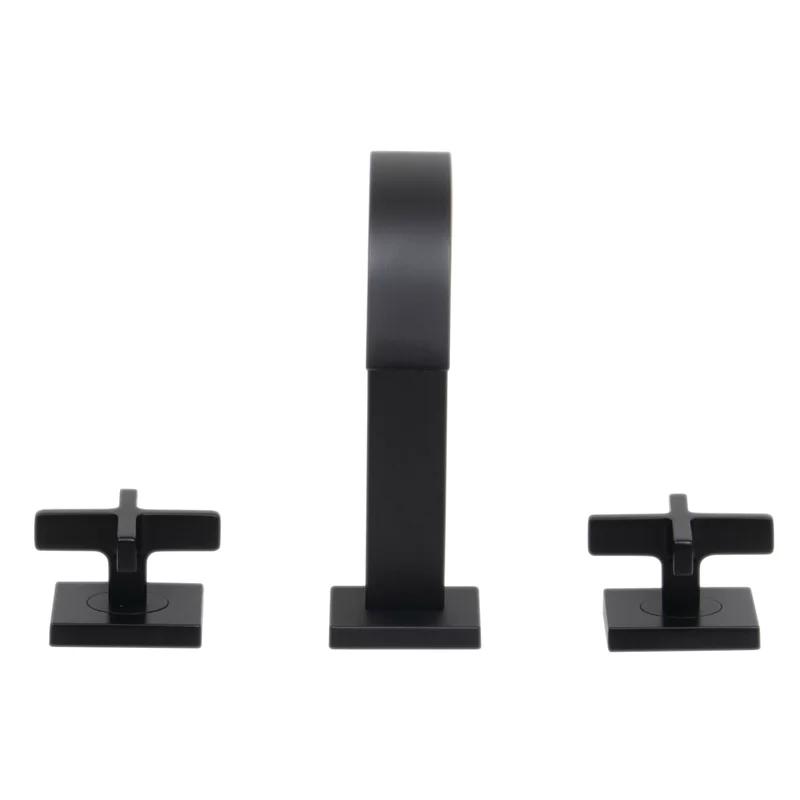 Lura Modern Matte Black Brass 8" Widespread Bathroom Faucet with Cross Handles