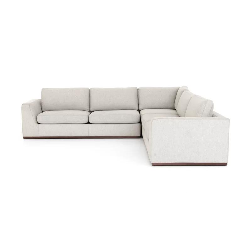 Aldred Silver Contemporary 120" Flared Arm Sectional Sofa