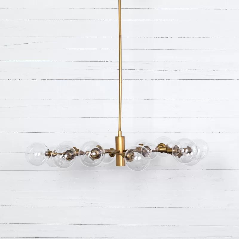 Matte Brass 47.25" Sputnik Chandelier with Clear Glass Bulbs