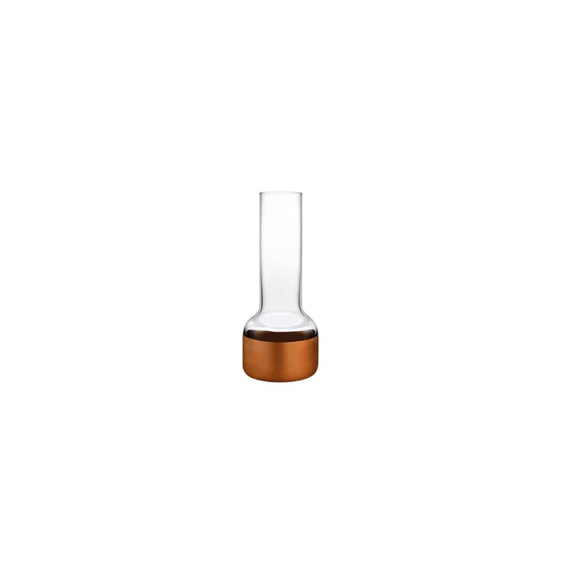 Elegant Contour Crystal Bud Vase with Copper Accent