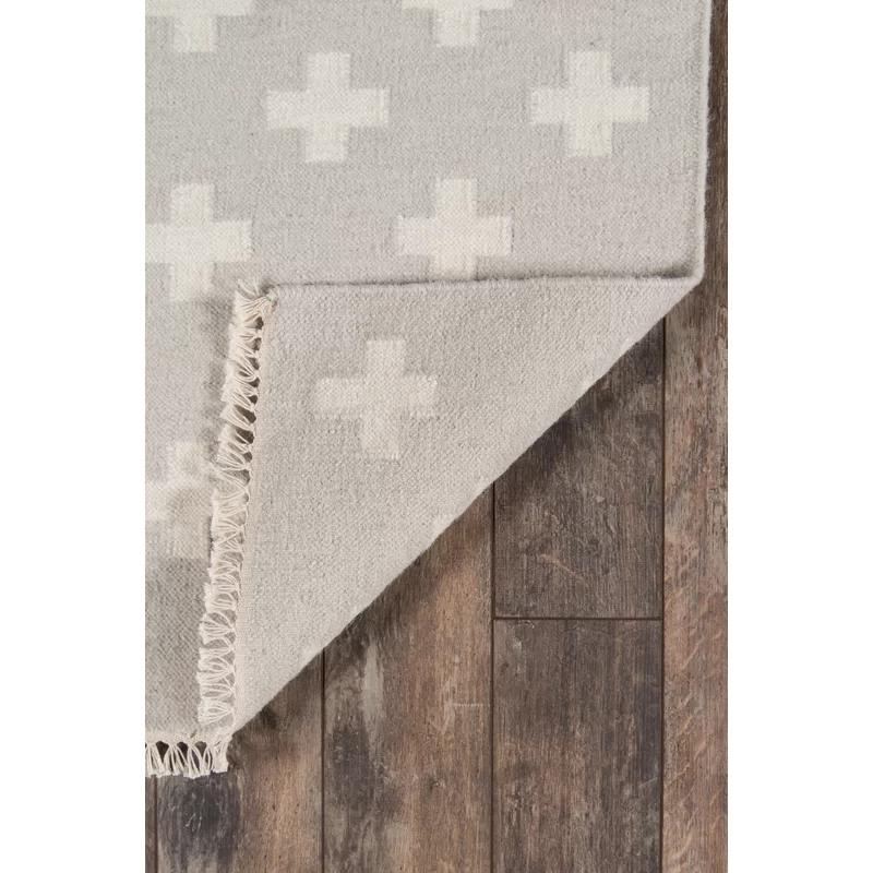 Topanga Handmade Gray Geometric Wool Rug - Easy Care & Stain-Resistant
