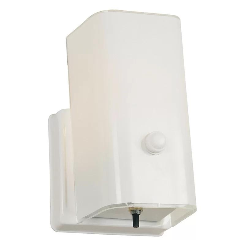 Minimalist White Glass 1-Light Wall Sconce, Dimmable and Direct Wired