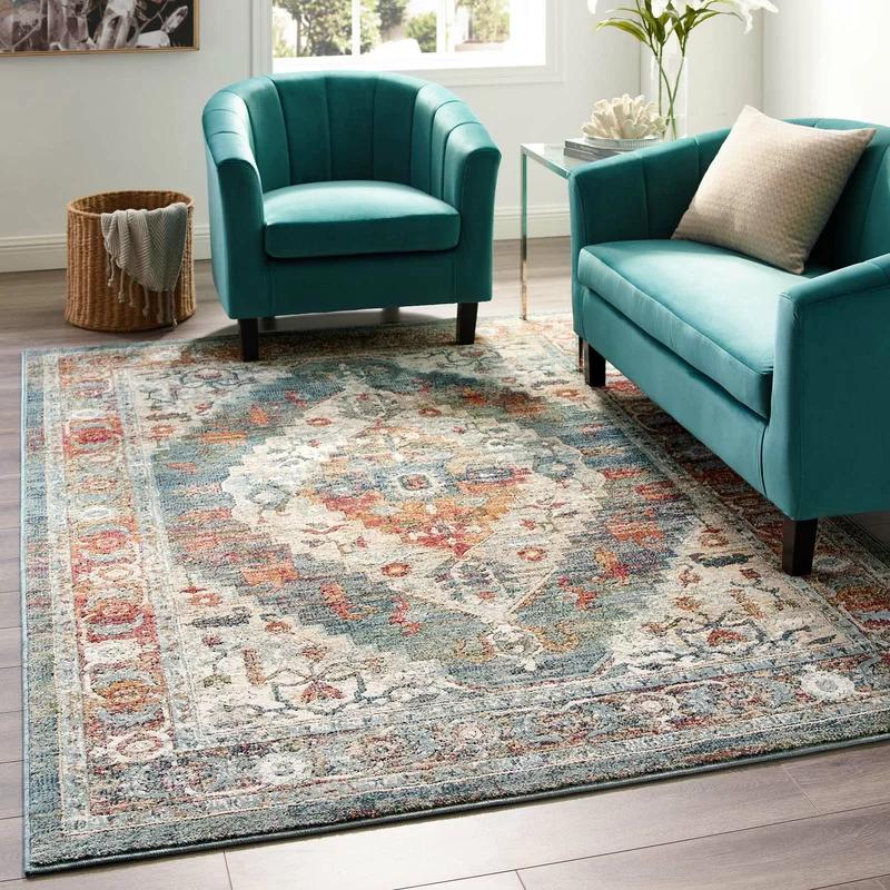 Camellia Multicolor Synthetic Medallion 5' x 8' Area Rug