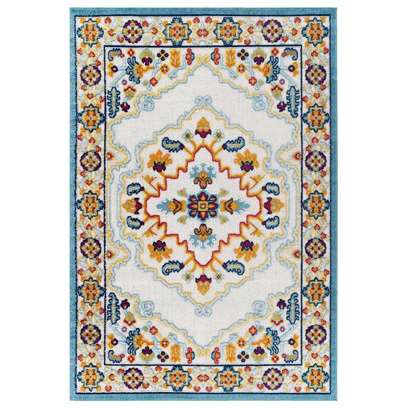 Modway Modway Reflect Ansel Distressed Vintage Floral Persian Medallion 5x8 Indoor and Outdoor Area Rug in Multicolored