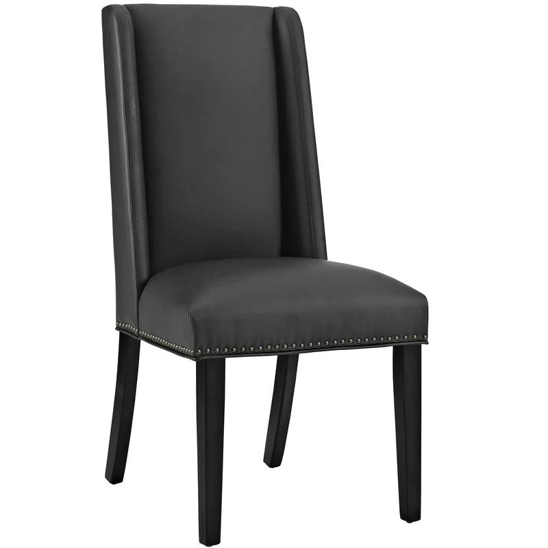 Luxurious Black Faux Leather Upholstered Side Chair