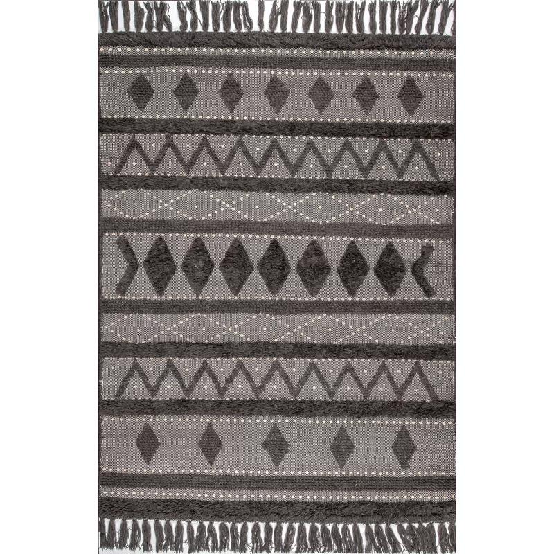 High-Low Durden Geometric Gray 5' x 8' Wool Area Rug