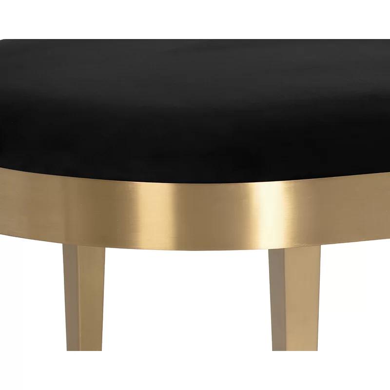 Sunpan Modern Black Sky Velvet 54'' Oval Bench with Brushed Gold Frame
