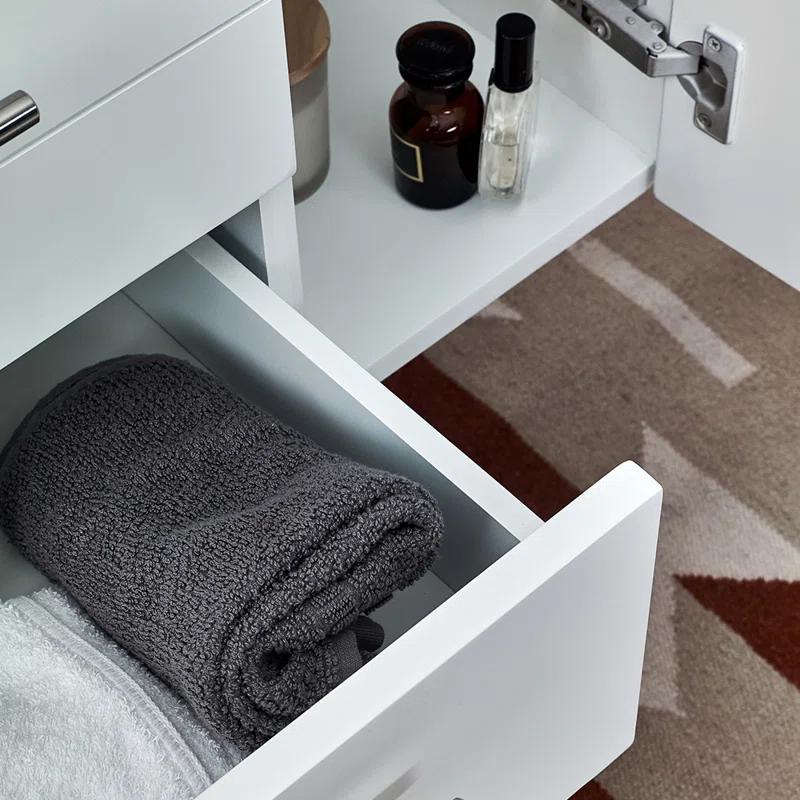 Fresca Lucera 60" Wall Hung Vessel Sinks Wood Bathroom Cabinet in White