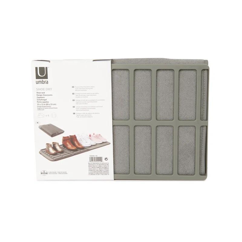 Compact Charcoal Gray Shoe Drying Rack with Ultra-Absorbent Mat