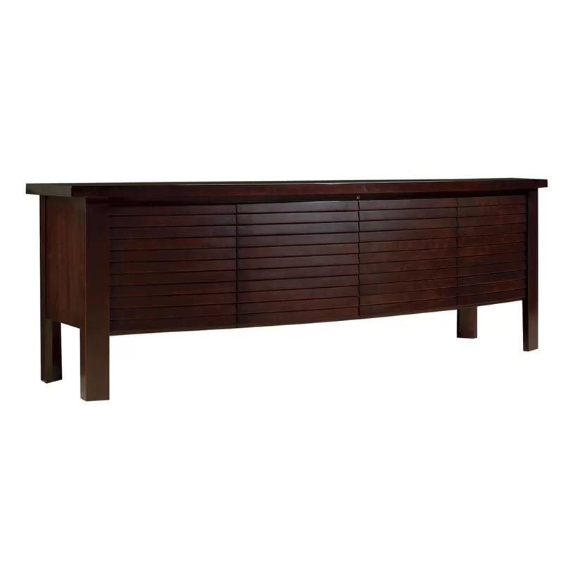 Umber Cherry 84.5" Transitional Media Console with SmartEye Technology