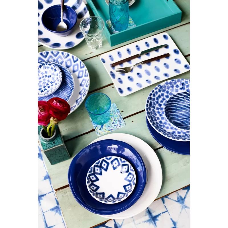 Santorini Blue and White Ceramic 3-Piece Dinnerware Set