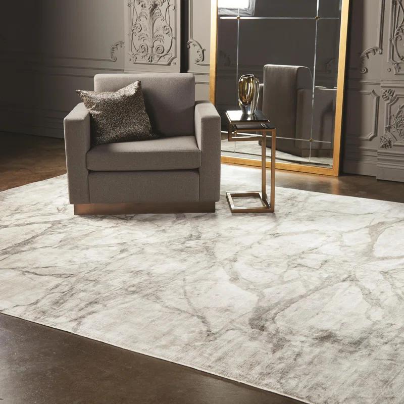 Mirror Match Marble Area Rug in Beige/Gray