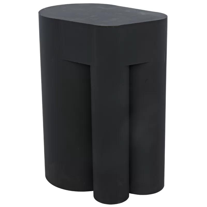 Matte Black Metal Rectangular End Table