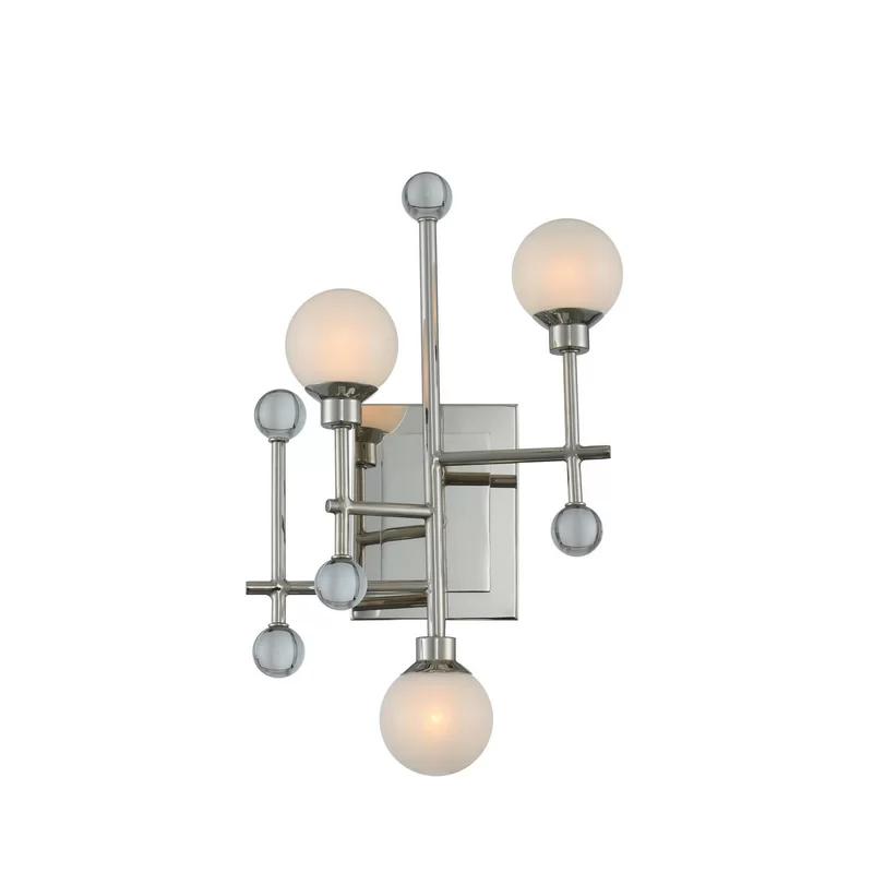 Polished Nickel 16" Dimmable Sconce with Crystal Accents