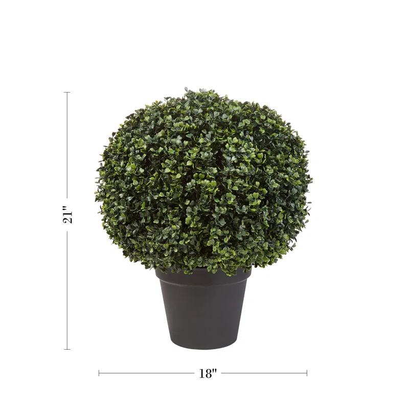 Pure Garden Topiary Life Artificial Boxwood Plant - 21-Inch Topiary Ball Faux Plant - Indoor or Outdoor Fake Plants for Home, Entryway, or Porch Decor