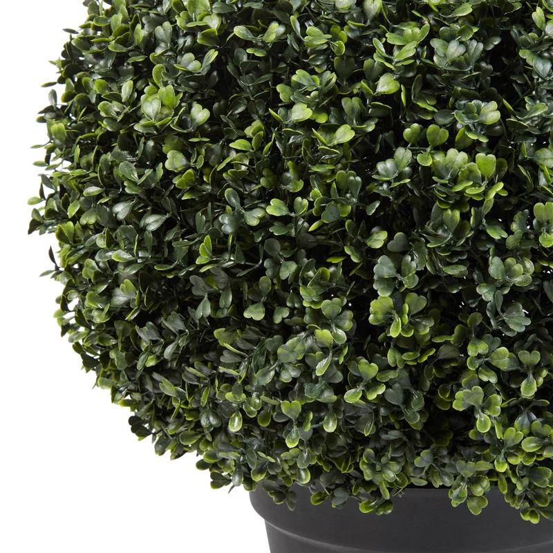 Pure Garden Topiary Life Artificial Boxwood Plant - 21-Inch Topiary Ball Faux Plant - Indoor or Outdoor Fake Plants for Home, Entryway, or Porch Decor