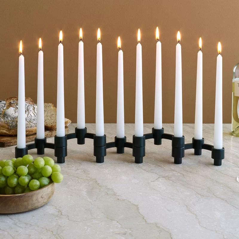 Eos Modular Black Matte Aluminum 5-Piece Tabletop Candelabra