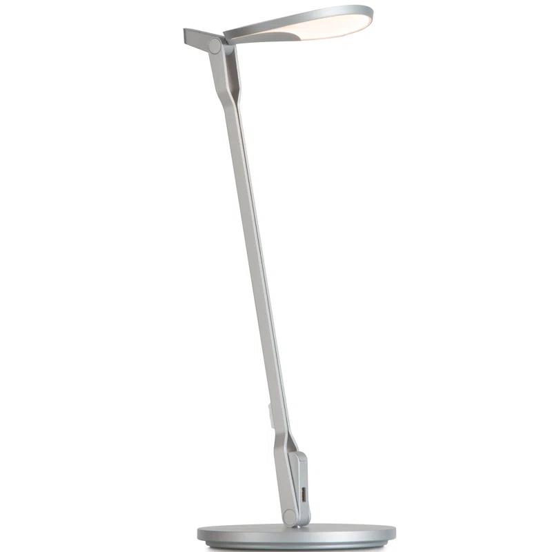 Sleek Silver LED Clip-On Desk Lamp with Touch Control and USB