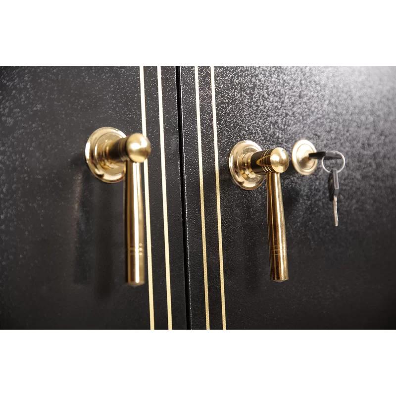 Classic 16-Gun Black and Woodgrain Metal Safe with Key Lock
