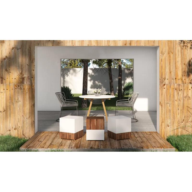 Ivory White Lightweight Concrete Outdoor Dining Table
