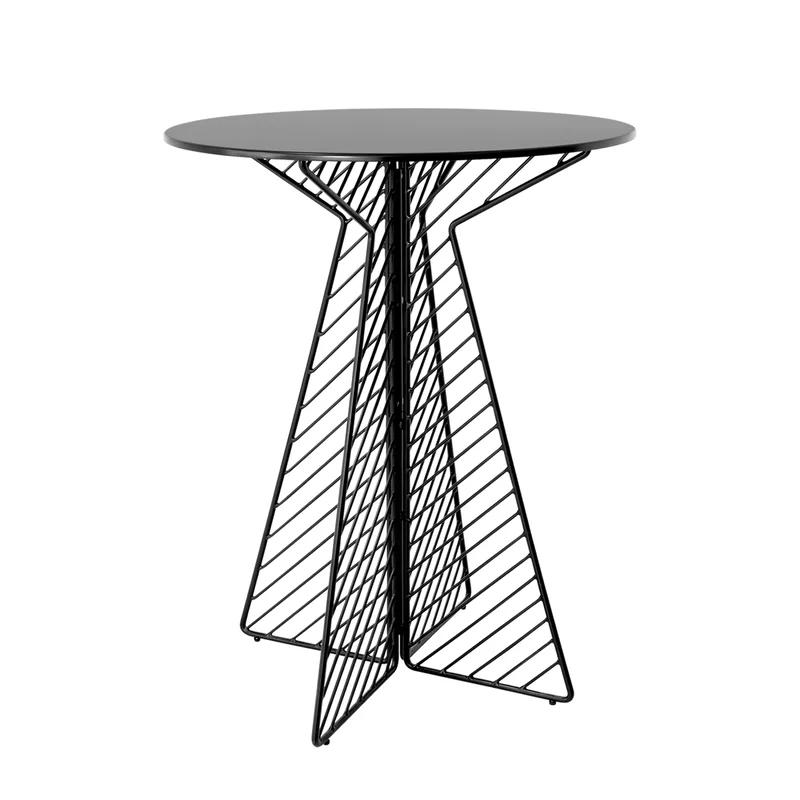 Eco-Friendly Galvanized Iron Round Patio Bar Table in Black