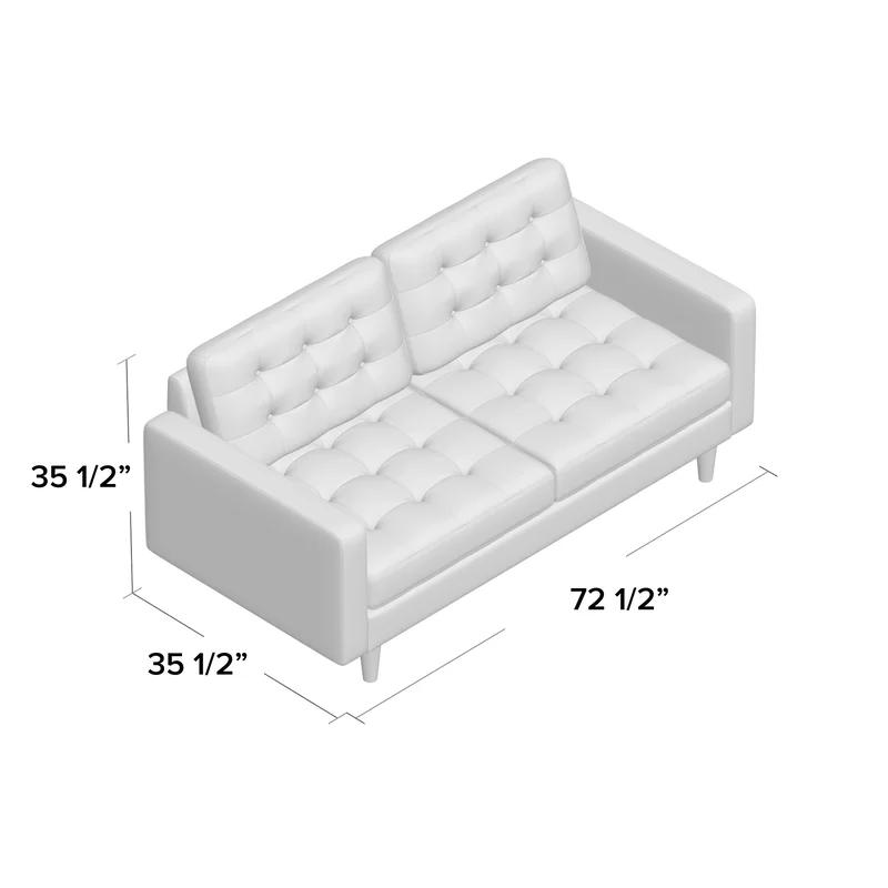 Azure Tufted Fabric Loveseat with Solid Wood Legs