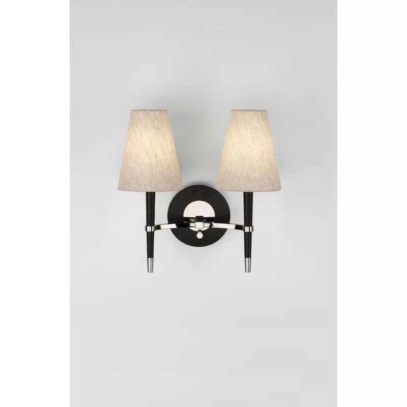 Ventana Polished Nickel Double Wall Sconce with Linen Shade