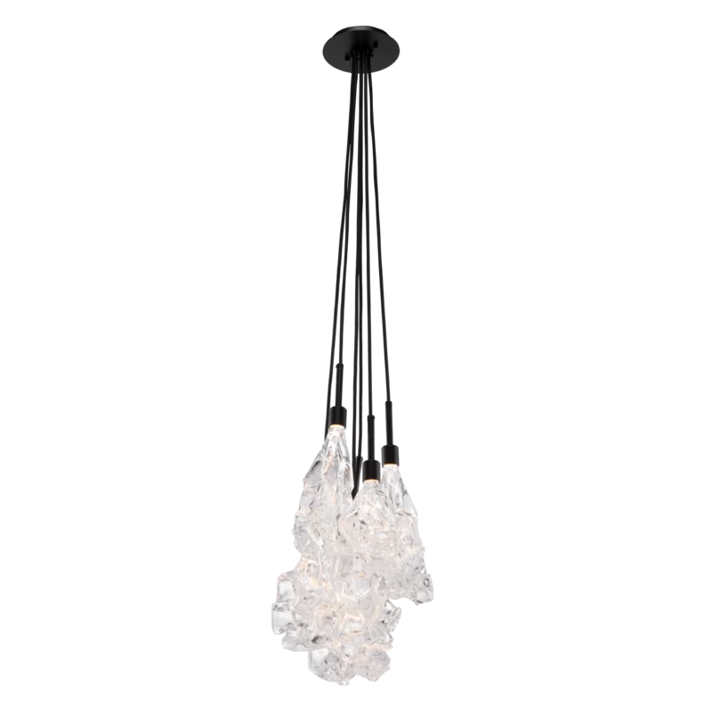 Matte Black Glass LED Cluster Pendant Light