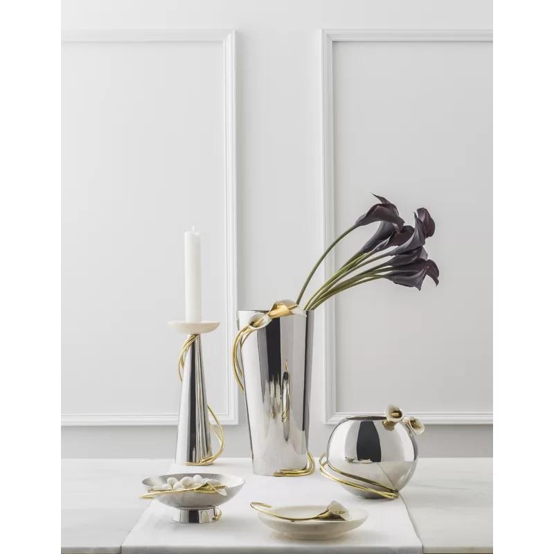 Calla Lily 13" Silver Metal Table Vase