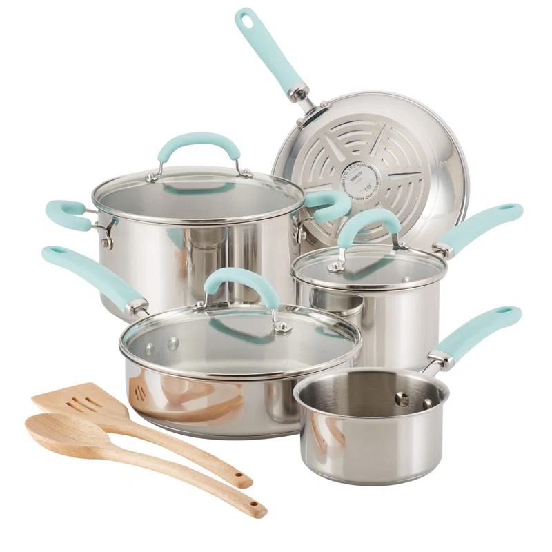 Rachael Ray Rachael Ray Create Delicious Stainless Steel Cookware Induction Pots and Pans Set, 10 Piece