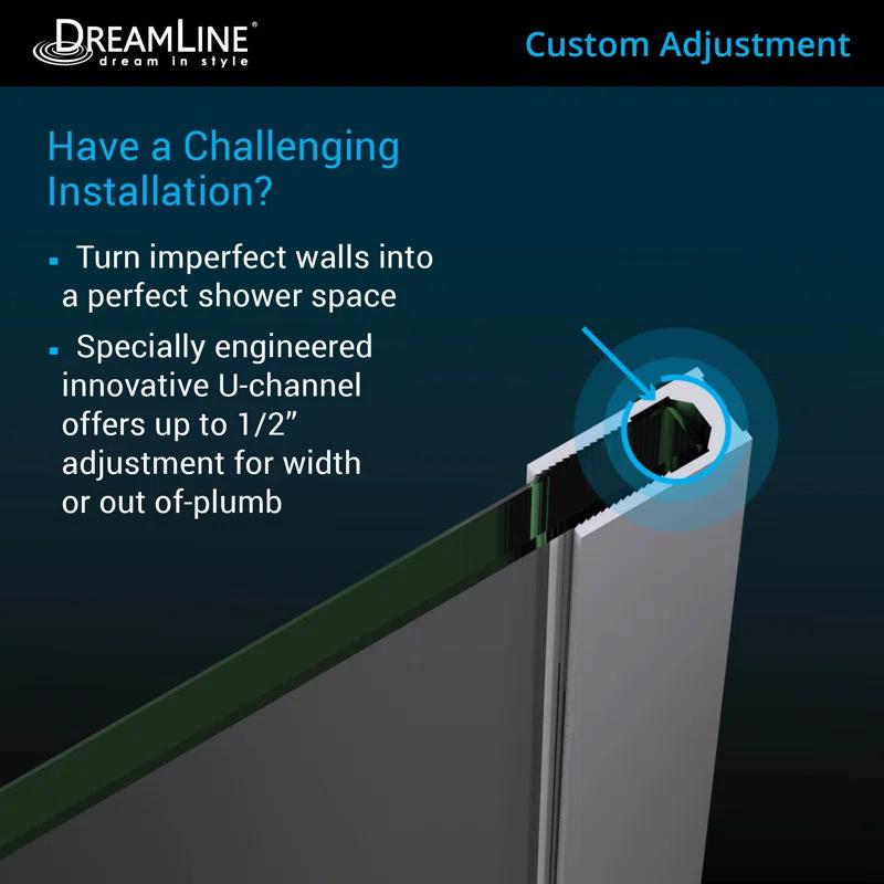Unidoor Plus 58" W x 72" H Pivot Frameless Shower Door with ClearMax™ Technology