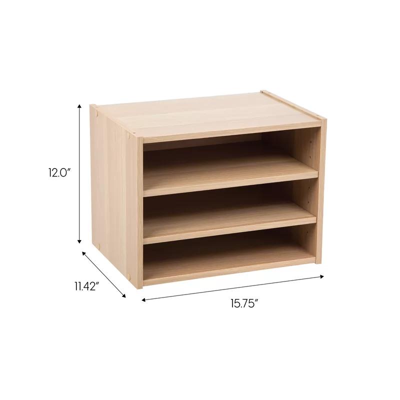 Tachi Modular Light Brown Wood Stackable Storage Organizer with Adjustable Shelves