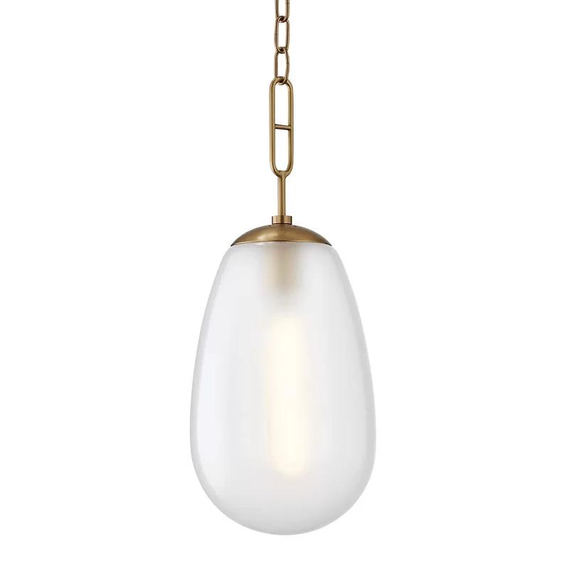 Bruckner Aged Brass 1-Light Pendant with Clear Crystal Glass Shade