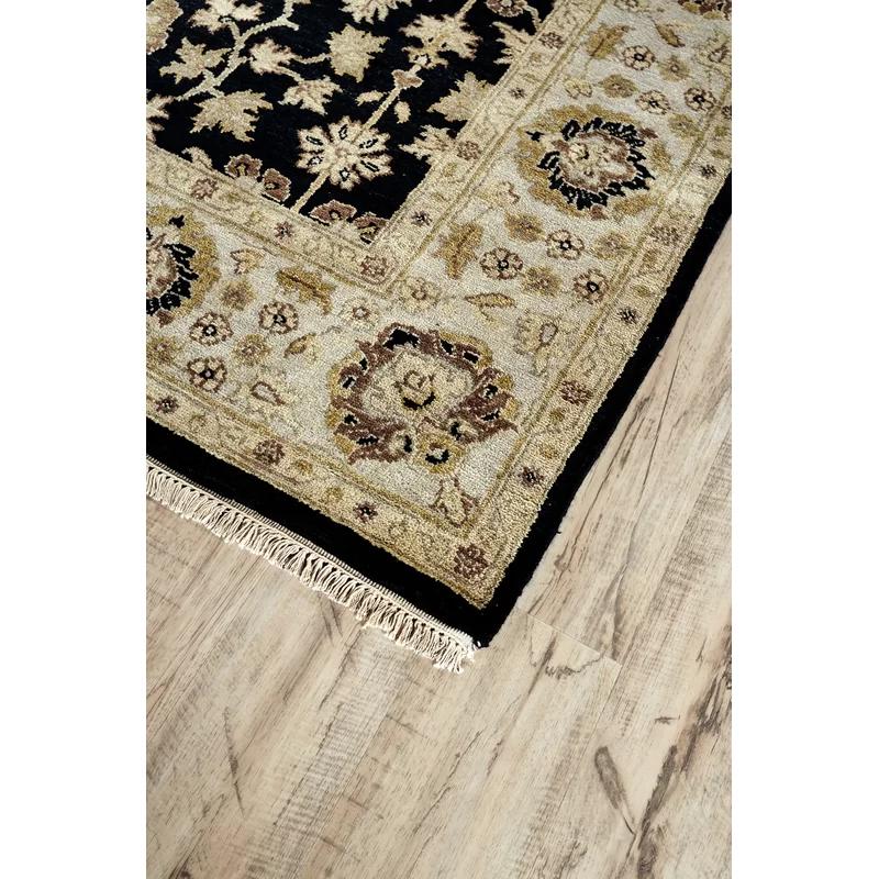 Black Wool Hand-Knotted Persian Style Area Rug