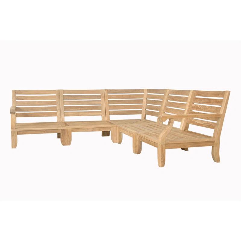 Riviera Natural Teak 5-Person Outdoor Sectional Sofa