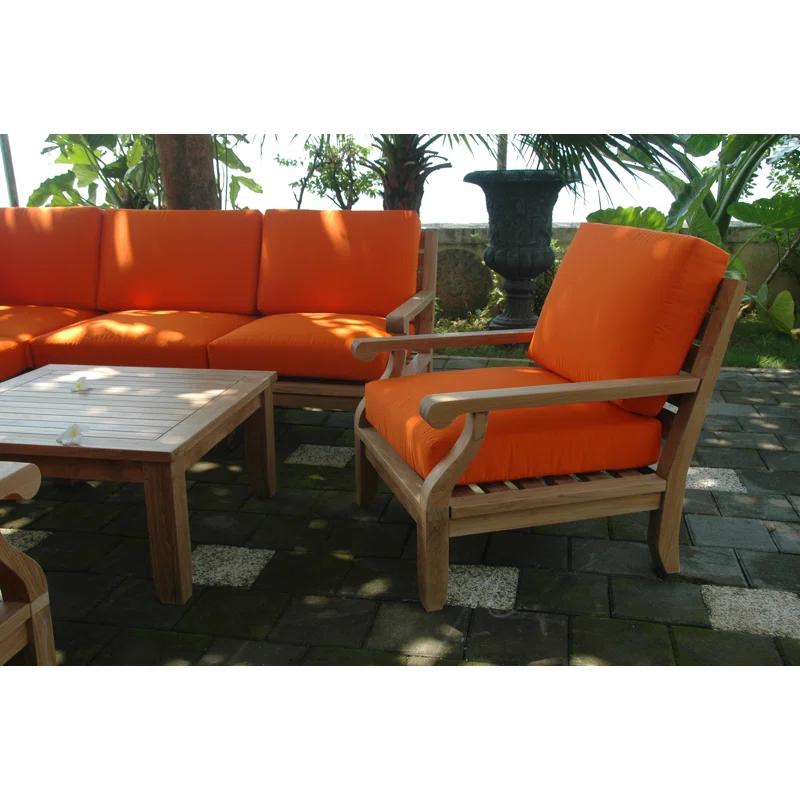 Riviera 8-Piece Teak Outdoor Conversation Set with Gray Cushions