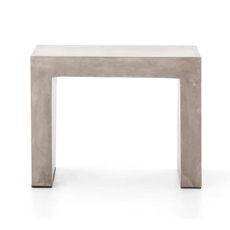 Gray Concrete Rectangular Industrial Side Table