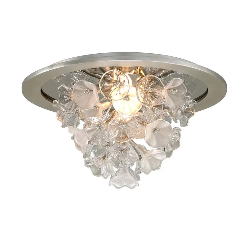 Jasmine Silver Leaf Glass LED Flush Mount