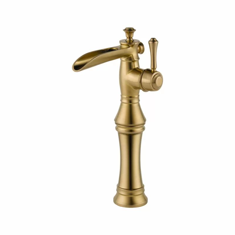 Elegant Single Hole Vessel Bathroom Faucet in Champagne Bronze