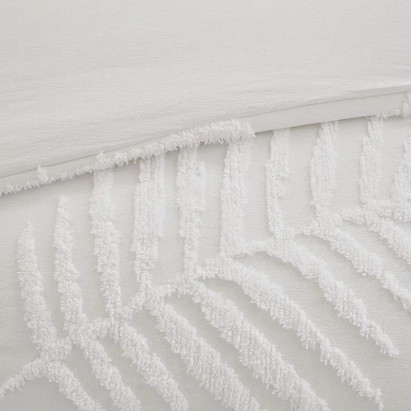 Madison Park Bahari Tufted Cotton Chenille Palm Duvet Cover Set