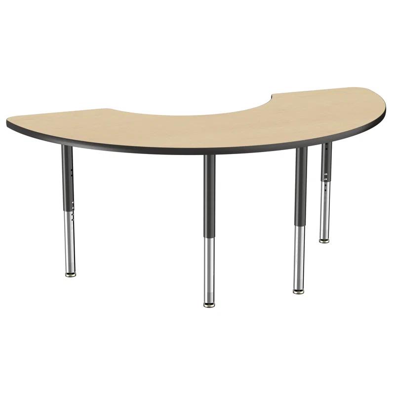36" x 72" Half Moon T-Mold Activity Table with Adjustable Legs