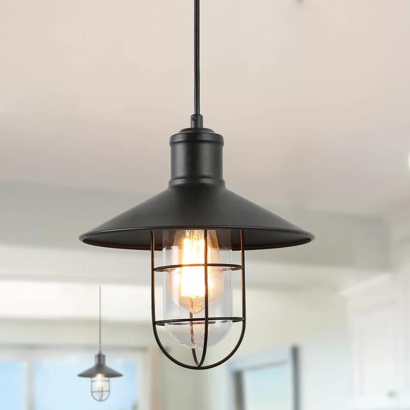 Matte Black Metal Cage Mini Pendant Light