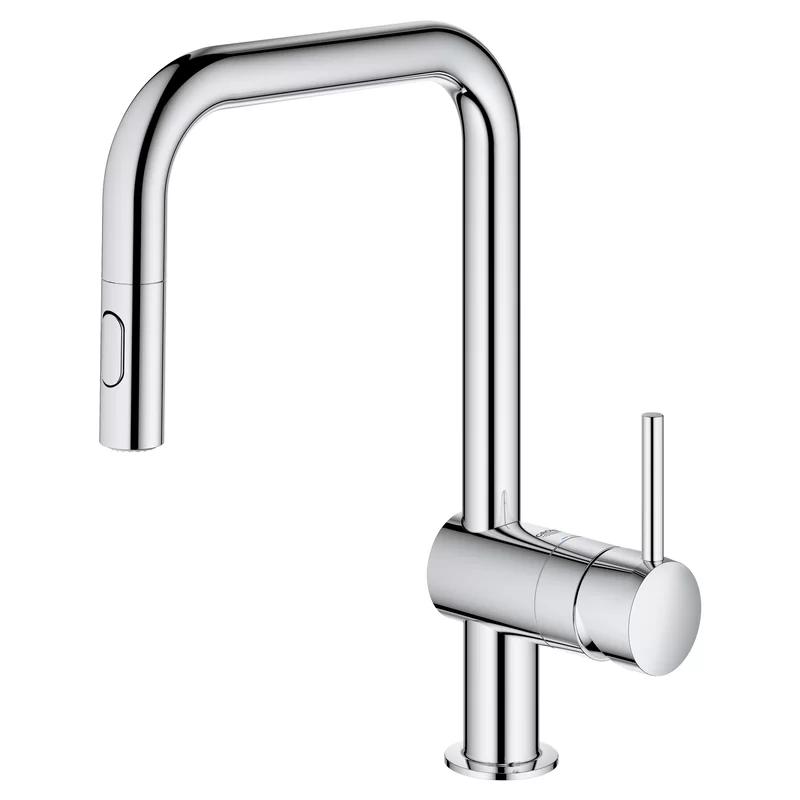 Modern 14" Stainless Steel Kitchen Faucet with Chrome Pull-out Spray