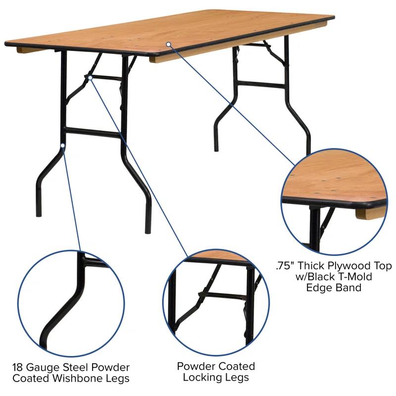 Flash Furniture Wofford Rectangular Wooden Folding Training and Event Table