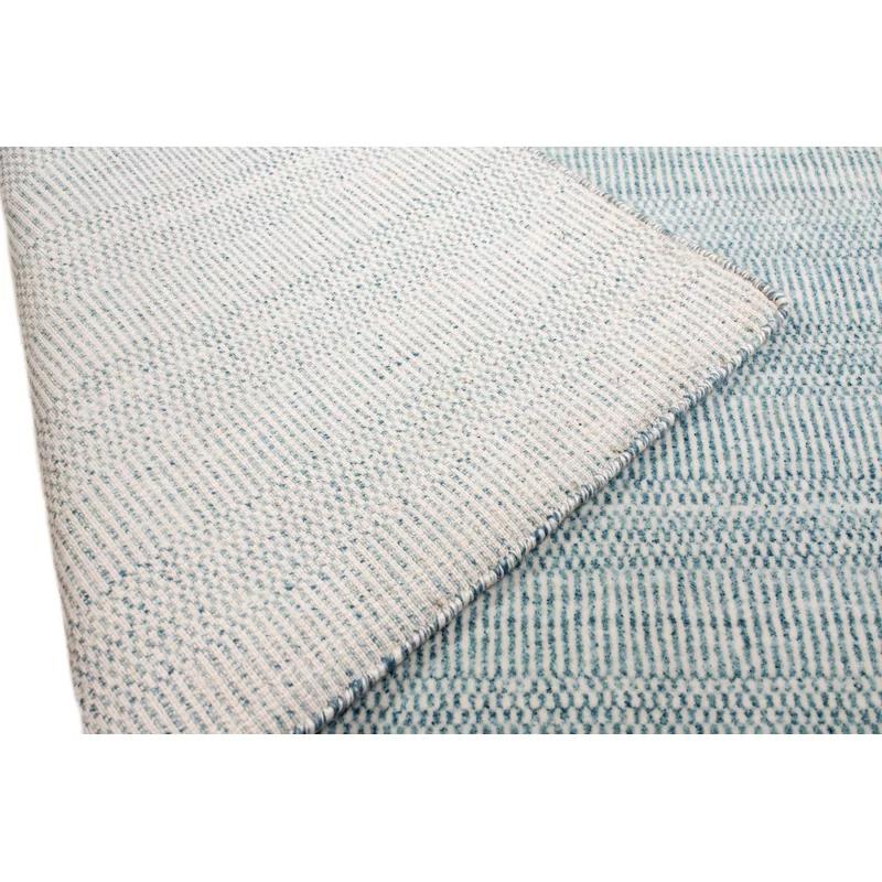 Aqua Geometric Handmade Wool-Viscose Blend Rug 3'6" x 5'6"