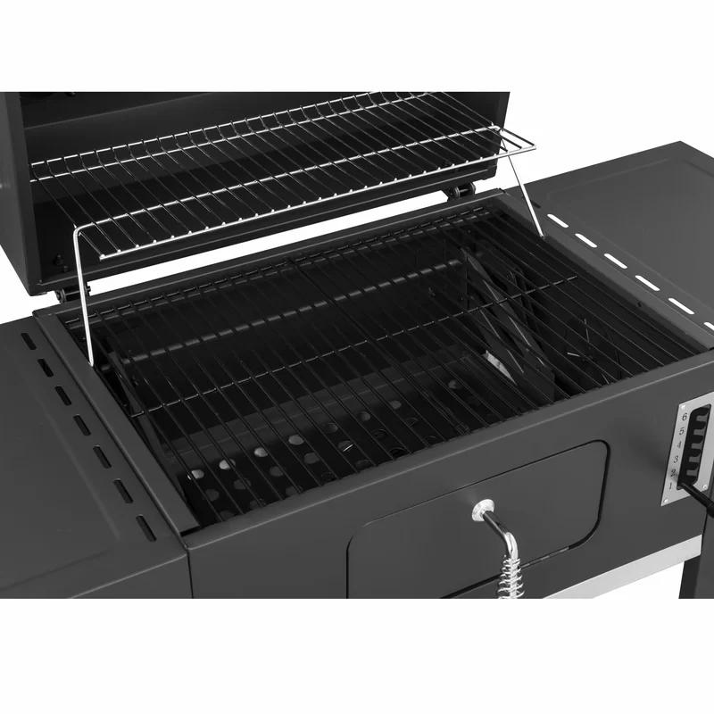 Deluxe 24" Black Charcoal Grill with Adjustable Porcelain Grates