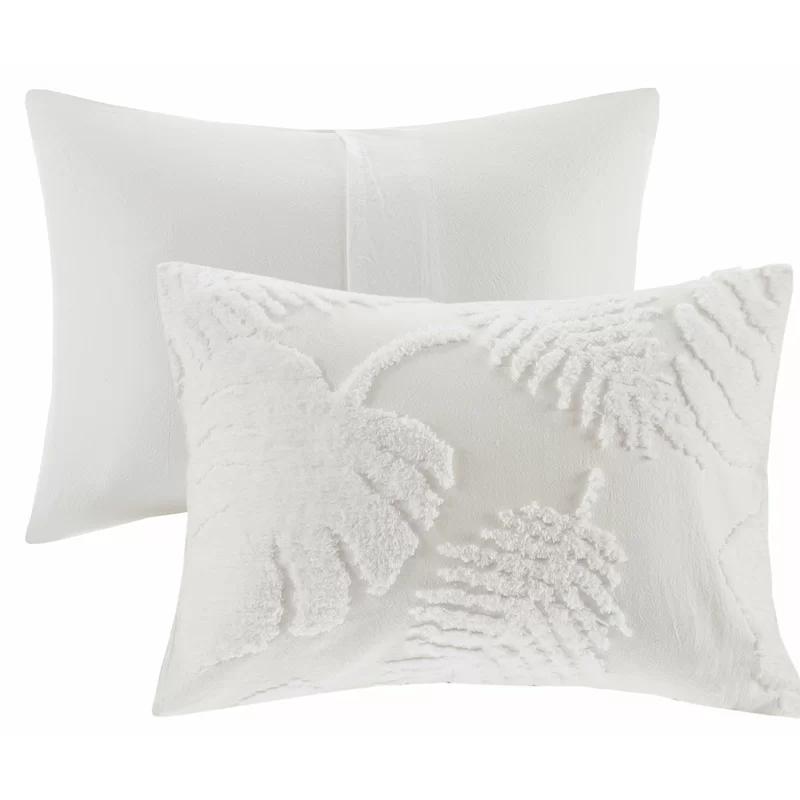 Full White Cotton Tufted Palm Comforter Set