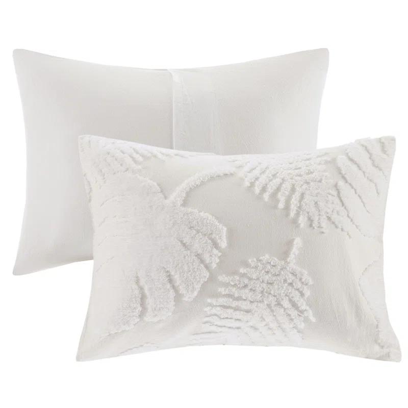 Madison Park Bahari Tufted Cotton Chenille Palm Duvet Cover Set